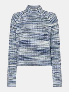 NWT Whistles Blue Space Dye Funnel Neck Sweater Size L